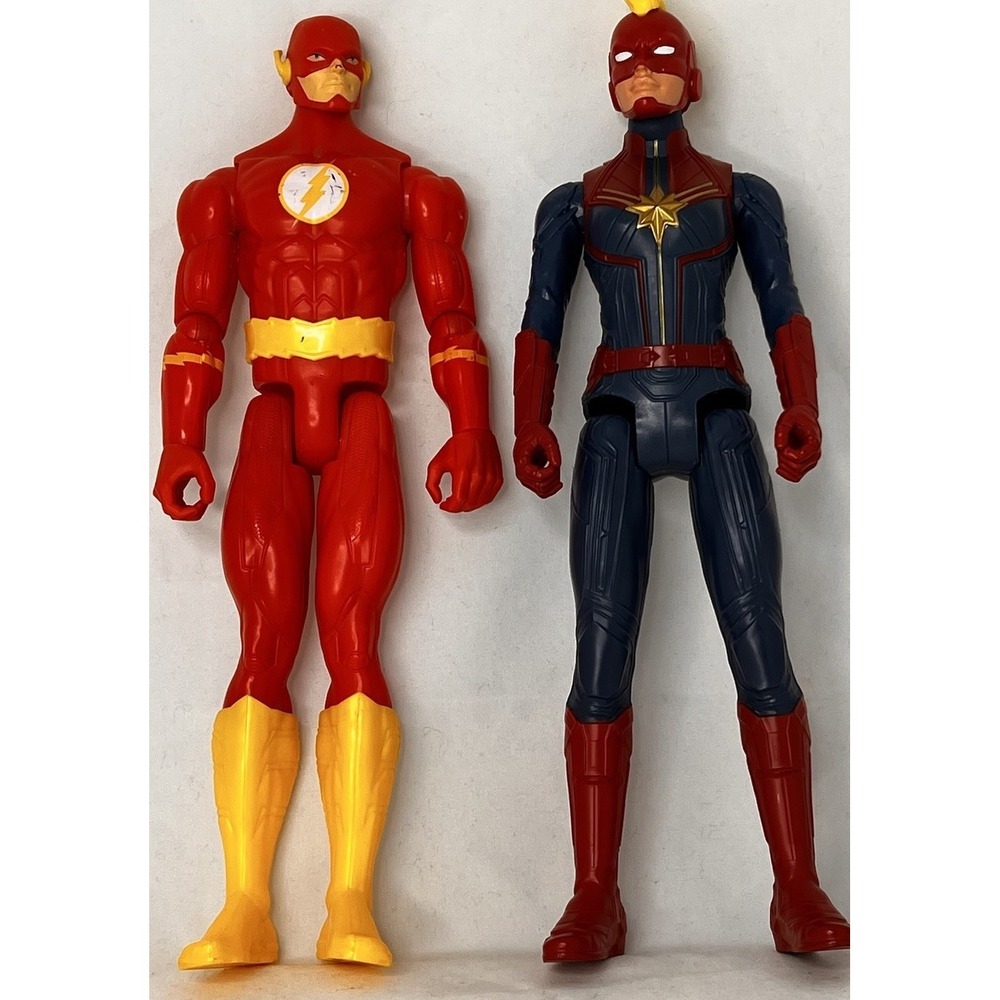 DC Flash + Marvel Captain Marvel 12"‎ Action Figures Lot Mattel Hasbro